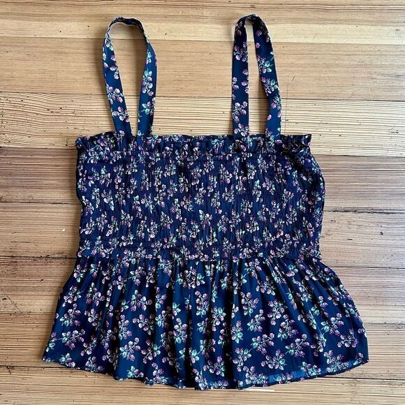 J. Crew Featherweight satin smocked tank top in twilight berry. Size L. - Picture 4 of 11